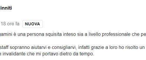 Recensione di Elisabetta Minniti: Il dottor Bergamini è una persona squisita inteso sia a livello professionale che personale. Lui ed il suo staff sapranno aiutarvi e consigliarvi, infatti grazie a loro ho risolto un "problema" relativamente invalidante che mi portavo dietro da tempo. 5 stelle